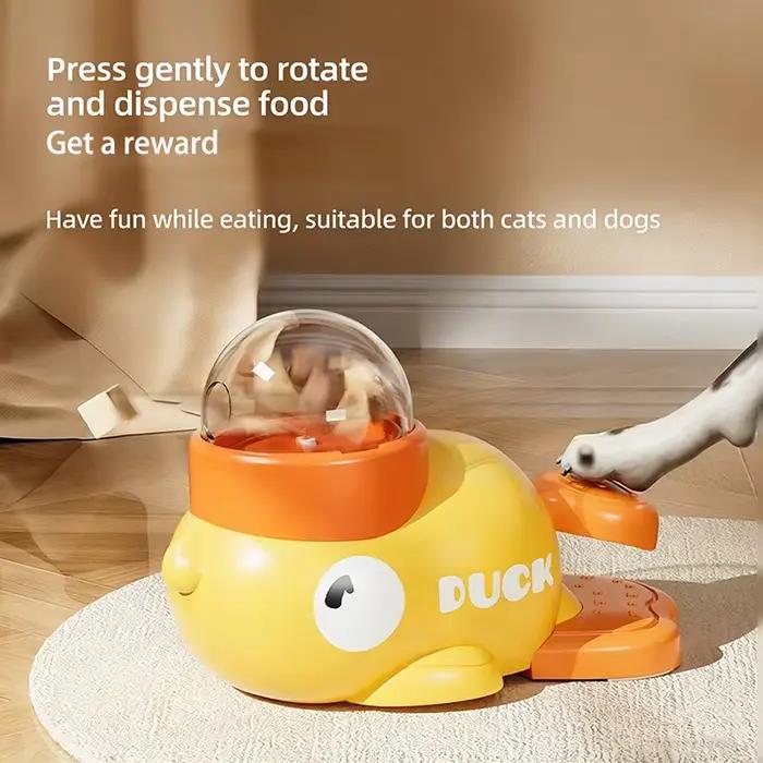 Jouet Distributeur de Friandises Petit Canard Jaune pour Chat et Chien – Jeu Autonome Anti-ennui, Lanceur Interactif, Entraînement IQ, Distributeur Lent, Jouets Puzzle