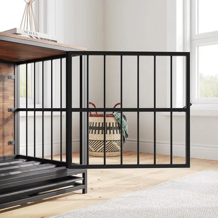 Meubles de caisse pour chien, chenil en bois pour intérieur, Cage pour chien robuste avec plateau amovible, maison pour chien, portes doubles, côté de caisse pour animaux de compagnie