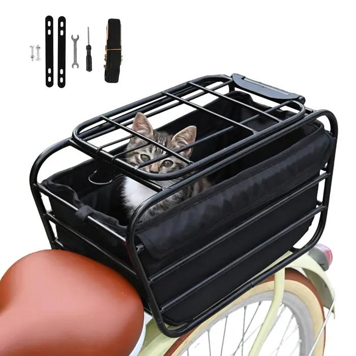 Panier de vélo 2-en-1 pour chien, pour porte-bagages arrière, panier de transport pour animaux de compagnie, convient aux chiens et chats de petite et moyenne taille jusqu'à 12 lb, pour les courses qu