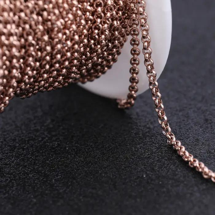 Reidgaller 10 mètres/rouleau chaînes de collier en métal en acier inoxydable plaqué or rose pour la fabrication de bijoux accessoires de bracelet à bricoler soi-même