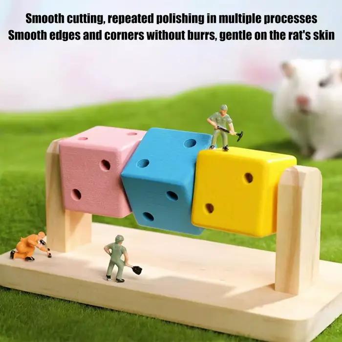 Jouet à mâcher interactif en forme de cube de Rubik en bois coloré et amusant