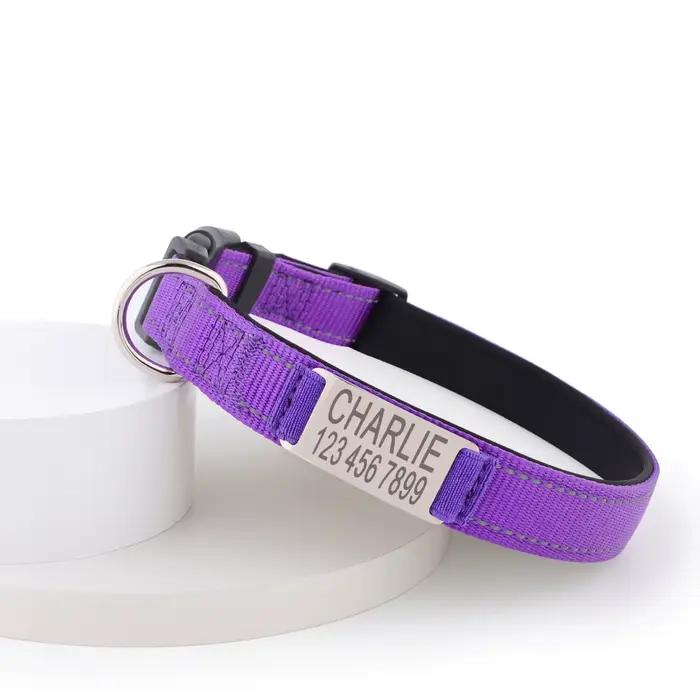 Colliers pour chiens personnalisés - Étiquettes d'identification gravées sur mesure avec matériau réfléchissant
