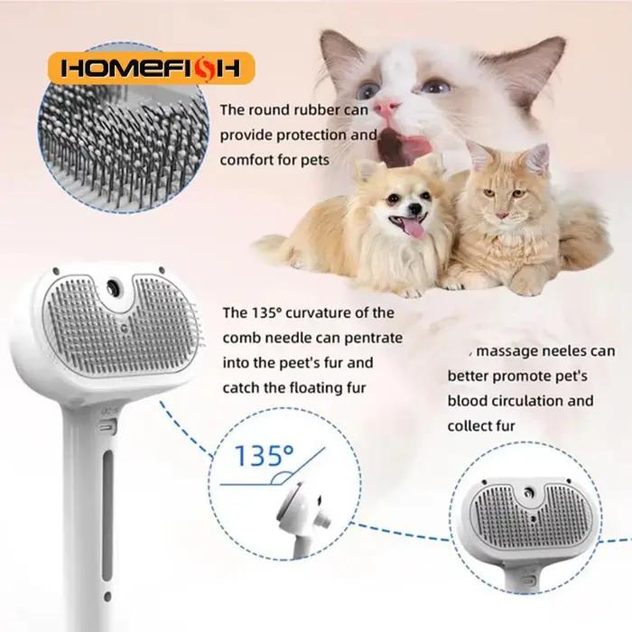 Brosse de toilettage pour chiens à pulvérisation de vapeur