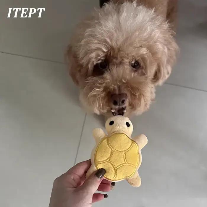 Mini jouet à mâcher en peluche tortue pour chien pour l'auto-entretien