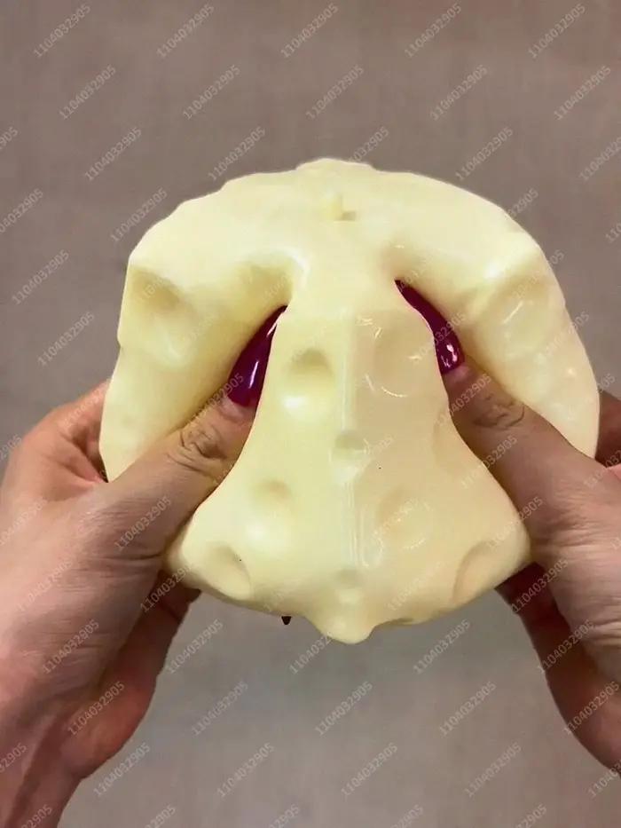Boule anti-Stress Cube de fromage Jumbo, grand fromage façonnable, balle à presser, jouet Fidget sans rebond, ASMR sensoriel, Anti-Stress, cadeau de noël