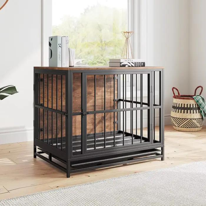 Meubles de caisse pour chien, chenil en bois pour intérieur, Cage pour chien robuste avec plateau amovible, maison pour chien, portes doubles, côté de caisse pour animaux de compagnie