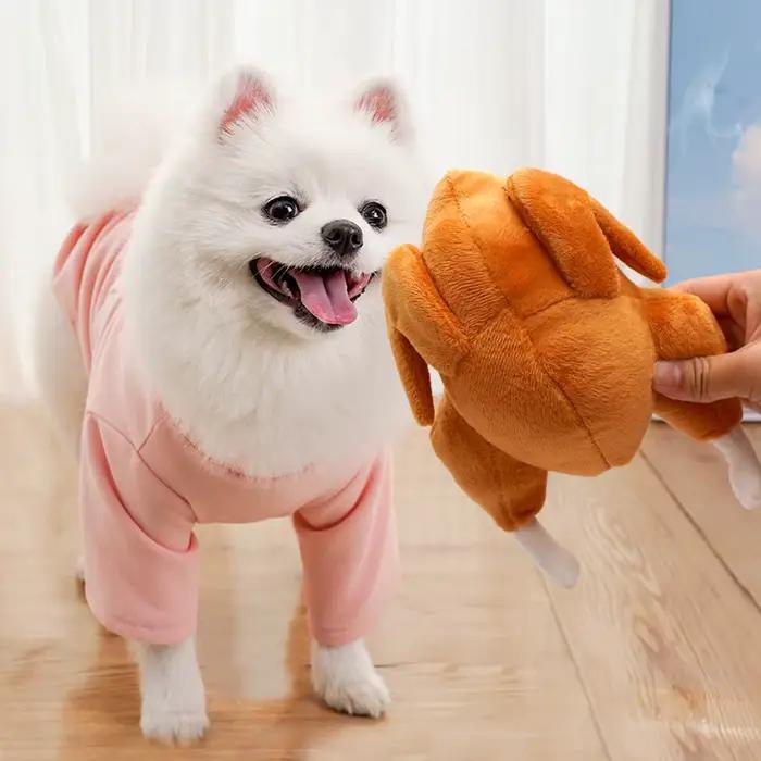 Jouet en peluche de poulet rôti grinçant pour animaux de compagnie-jouet à mâcher doux