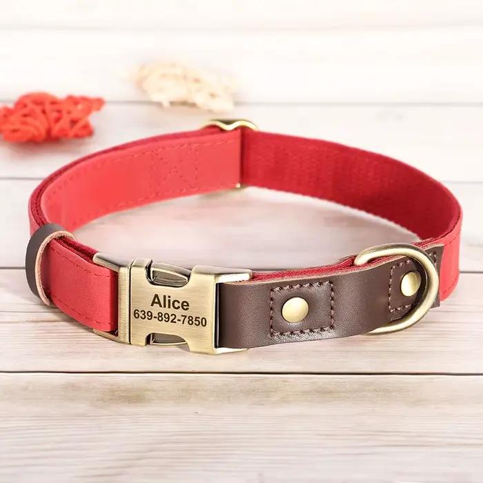 Collier de chien en cuir PU personnalisé gratuit colliers