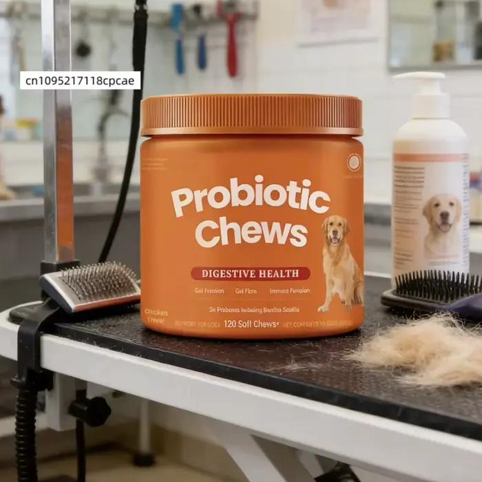Friandises Probiotiques pour Chiens – Soutien Digestif Saveur Poulet – 120 Bouchées Moelleuses – Complément pour la