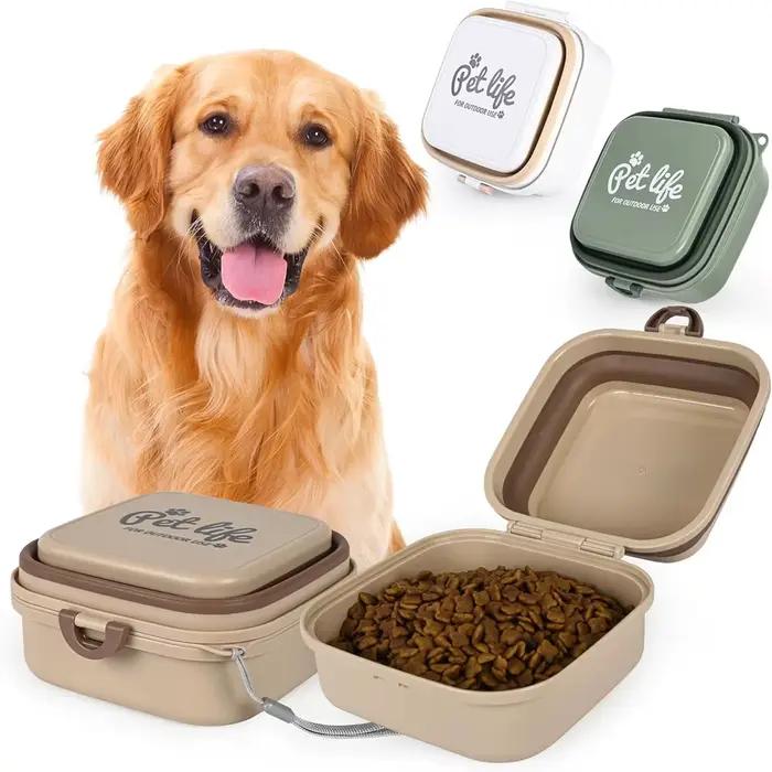 Ensemble de deux bols portables pour chien - Bol d'alimentation pliable pour animaux de compagnie pour une utilisation