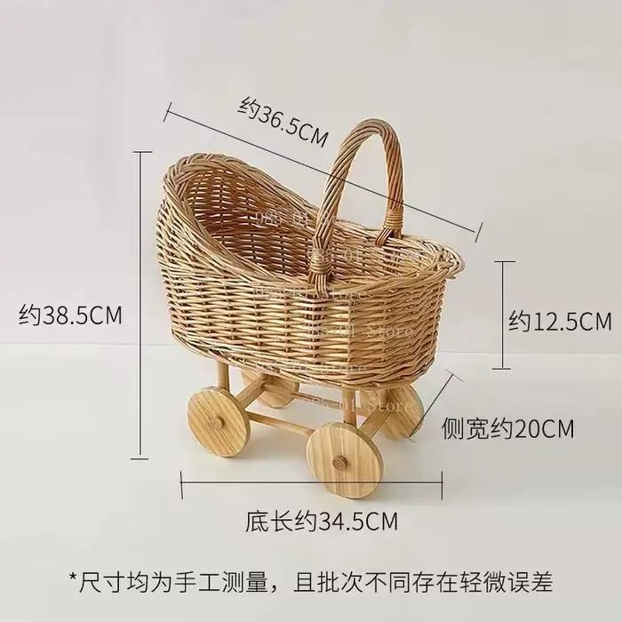 Panier de rangement multifonctionnel en osier tressé à la main pour animaux de compagnie et bébés