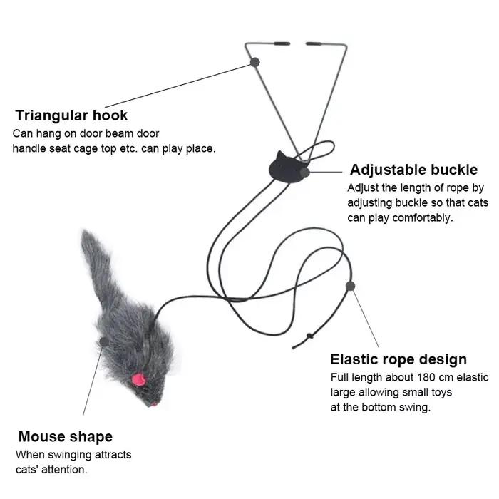 Simulation de souris pour chats, jouet amusant, porte suspendue, bâton rétractable, corde à gratter, jouet interactif, fournitures pour chats