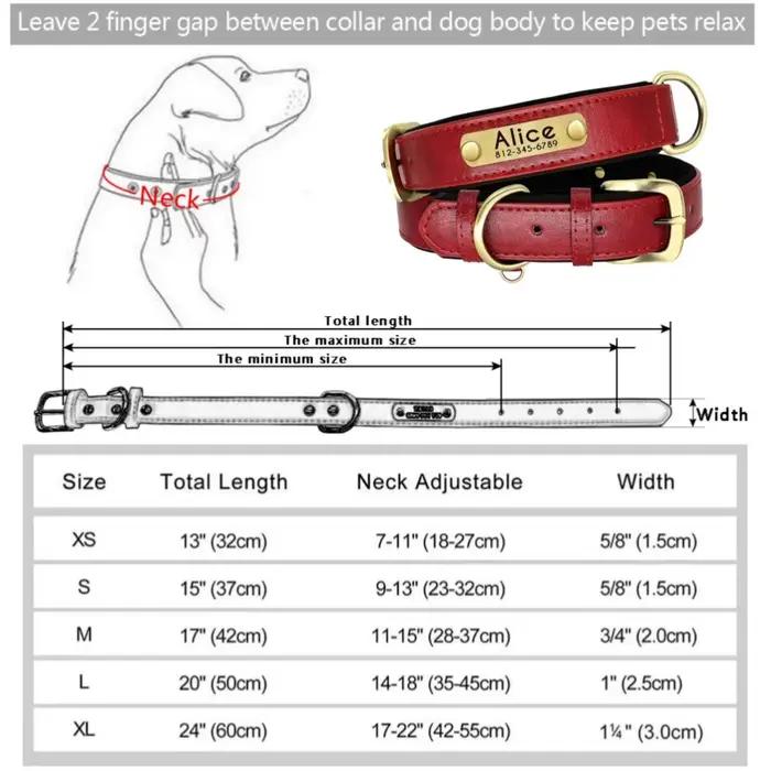 Collier de chien personnalisé en cuir rembourré souple