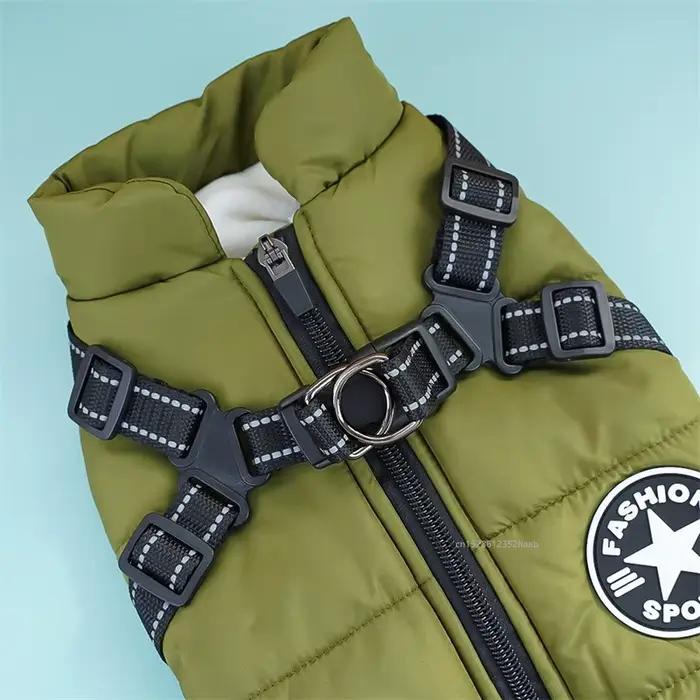 Veste d'hiver chaude pour chien avec harnais