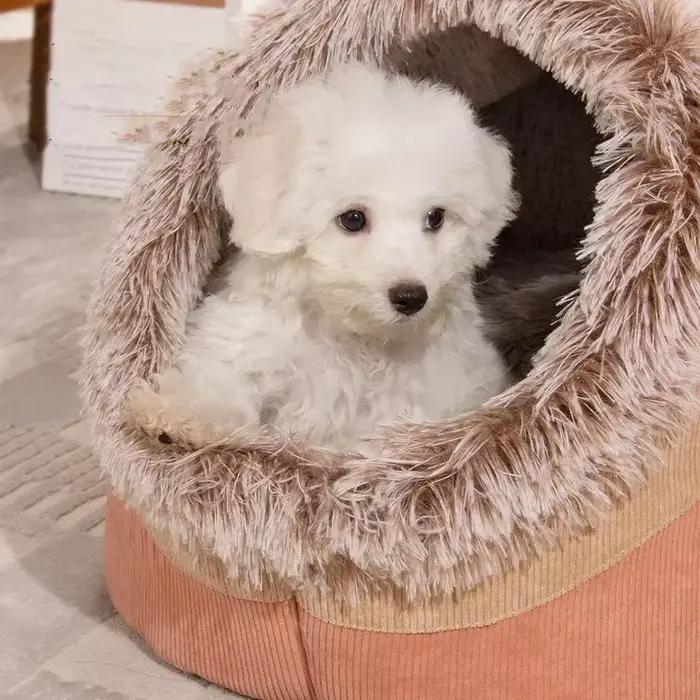 Chenil pour chien/chat confortable automne et hiver rayé cheveux longs nid Portable chaud épaissi