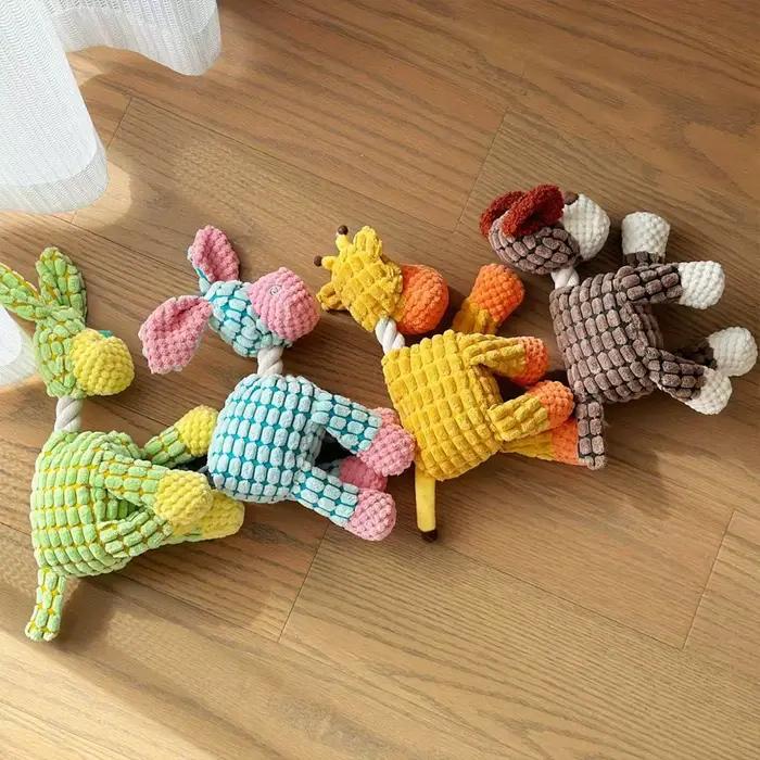Jouet en peluche d'âne mignon pour chiens-jouet interactif à croquer grinçant avec son drôle