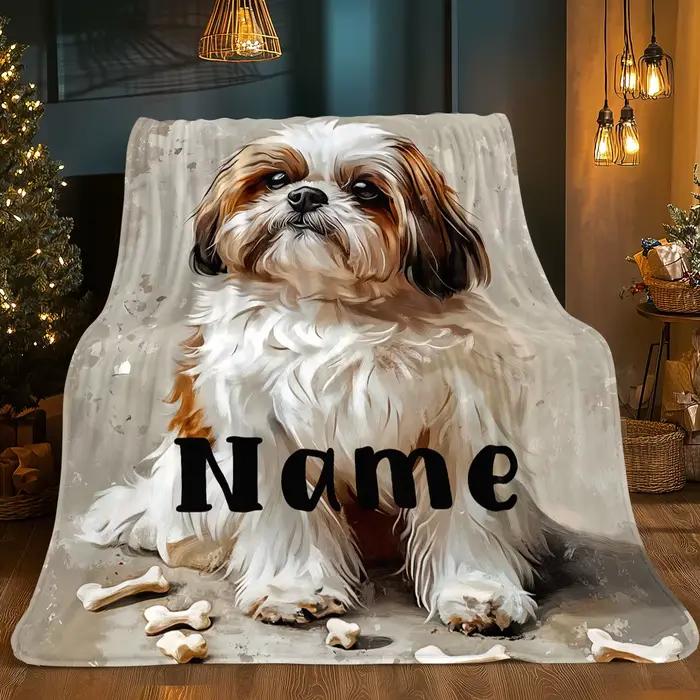 Couverture personnalisée avec motif de chien Shih Tzu
