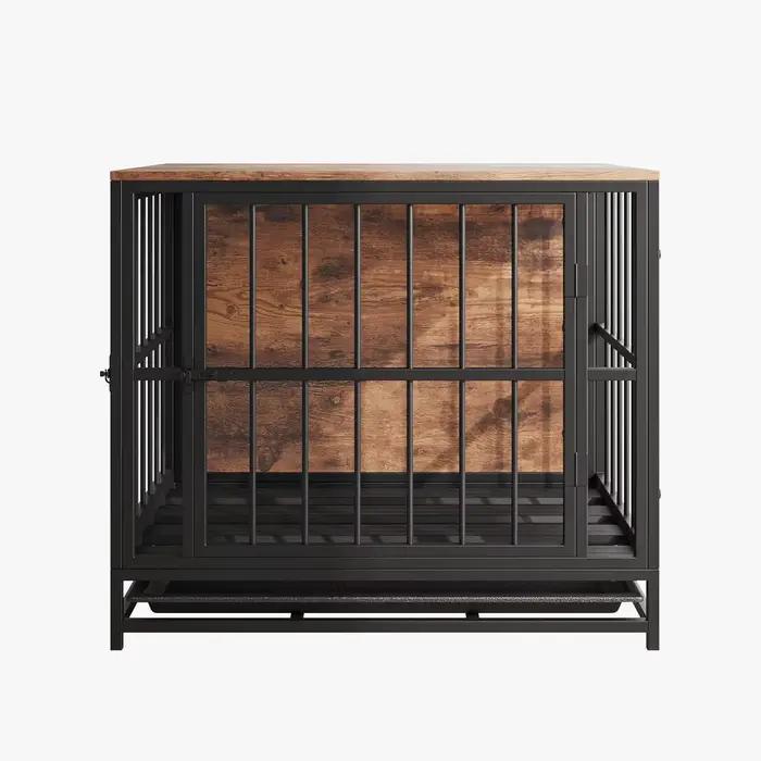 Meubles de caisse pour chien, chenil en bois pour intérieur, Cage pour chien robuste avec plateau amovible, maison pour chien, portes doubles, côté de caisse pour animaux de compagnie