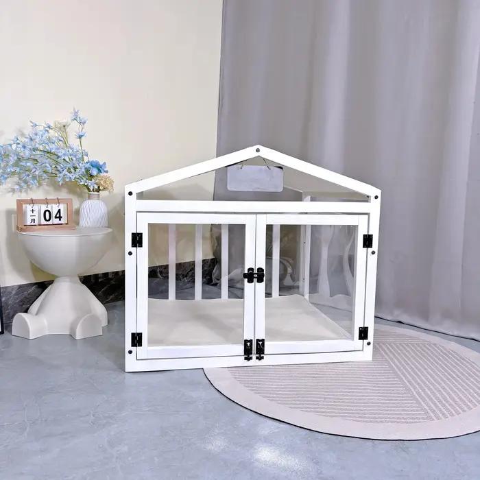 Chenil Transparent en bois massif pour petit chien