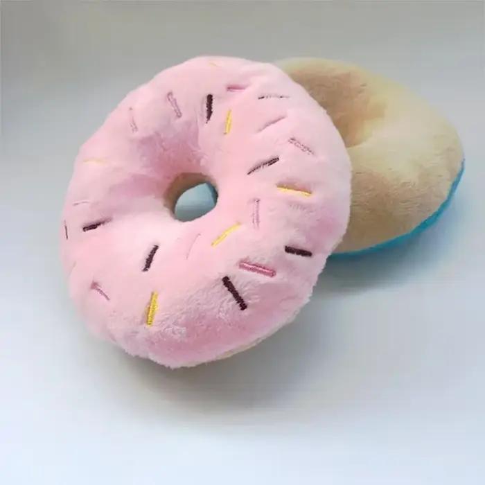 Donuts de chien doux en peluche jouets pour chiens de compagnie jouet à mâcher mignon chiot couineur