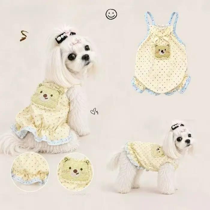 Robes et tenues pour animaux de compagnie à motif à pois