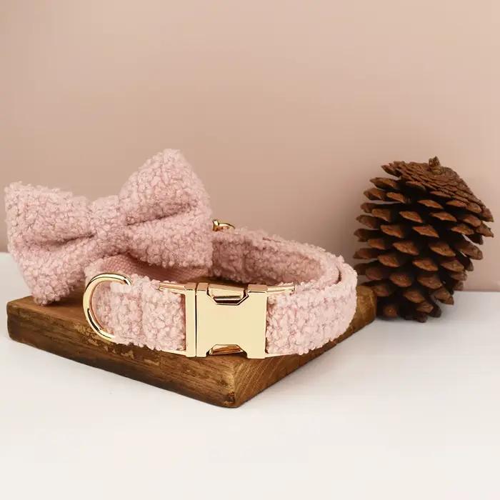 Collier pour chien fait main en tissu Teddy, accessoires tissés pour animaux de compagnie, ensemble automne-hiver Noël Teddy 01
