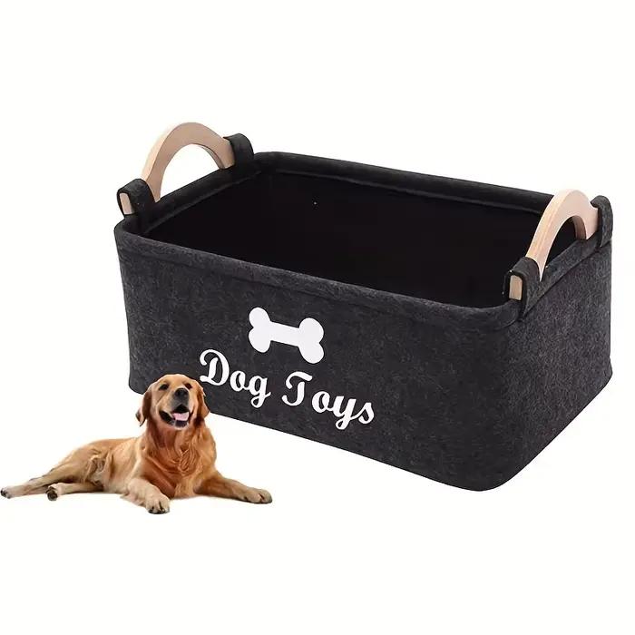 Panier de rangement pliable en feutre pour jouets d'animaux de compagnie