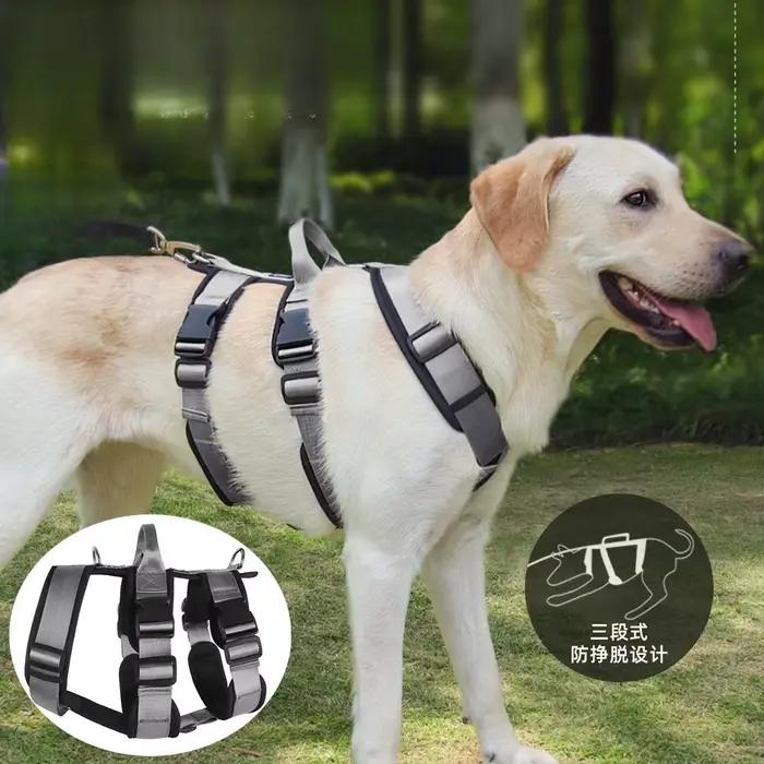 Harnais réglable anti-traction pour chien et laisse d'entraînement robuste anti-évasion pour chiens de taille moyenne à