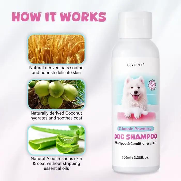 GJYC PET Shampooing pour chien 2 en 1 Parfum de poudre pour bébé Doux Hypoallergénique Équilibré au pH Nettoyage pour toutes les races