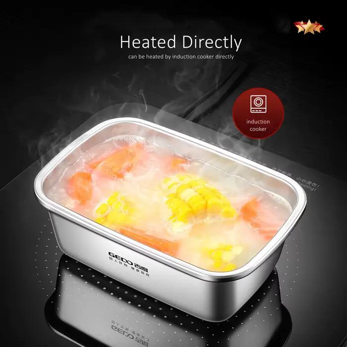 Certification LFGB 304 boîte de conservation des aliments en acier inoxydable léger bac à légumes sous vide récipient