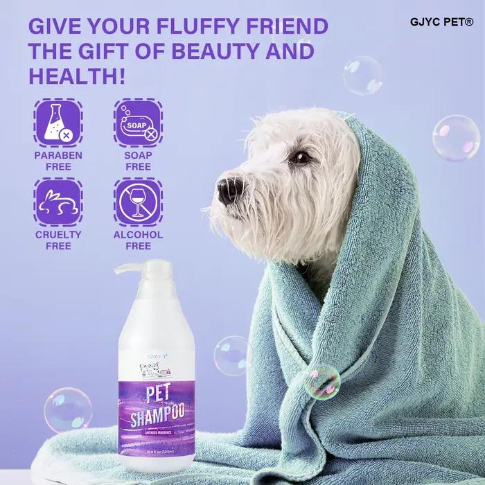 Shampoo pour animaux hypoallergénique chiens chats - Parfum naturel à la lavande Nettoyage en profondeur Désodorisant Hydratant Sans larmes Doux pour peaux sensibles