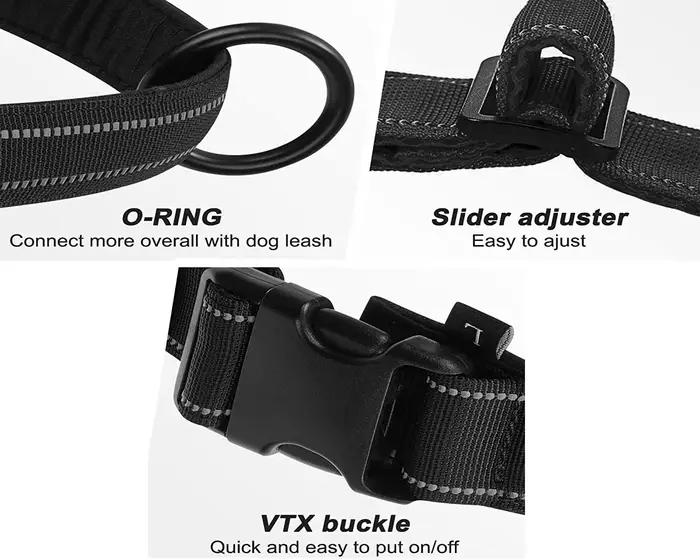 Harnais anti-traction pour chien - Nylon 1000D réglable pour grands chiens