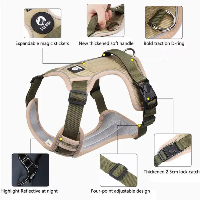 Harnais pour chien collier pour animaux de compagnie Labrador armée réfléchissant réglable