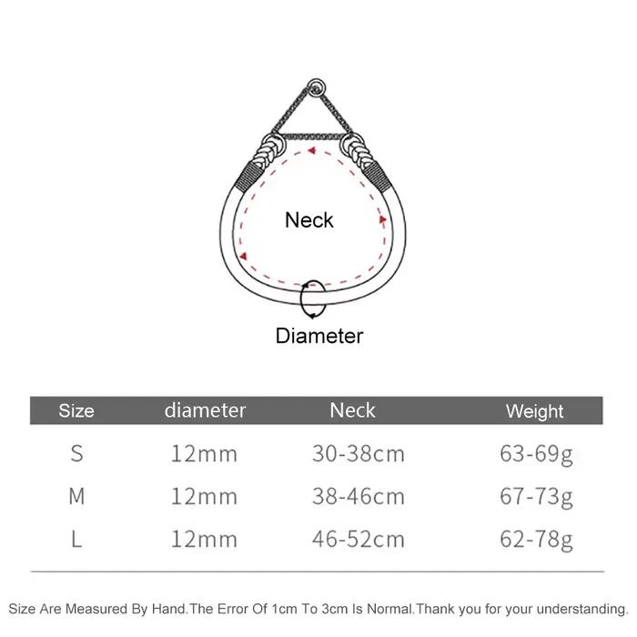 Collier pour chien avec chaîne en acier inoxydable et corde en coton tressé
