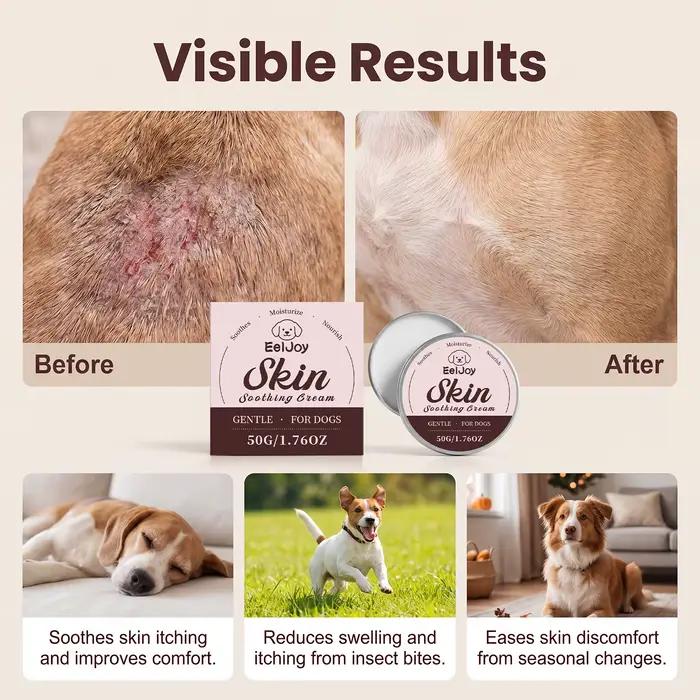 Crème Apaisante pour Peau de Chien Hydratante Réduit les Démangeaisons Répare les Pattes Sèches et Craquelées Soin Nourrissant pour la Fourrure Baume Apaisant Anti-Démangeaisons pour Animaux