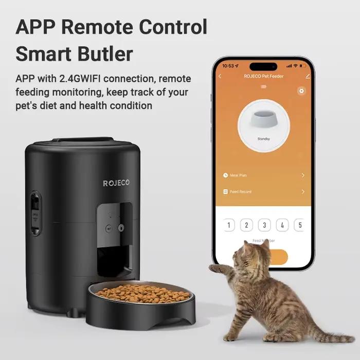 ROJECO Distributeur automatique de nourriture pour chat et chien 2L
