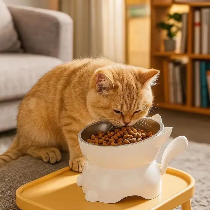 Gamelle surélevée grand diamètre anti-déversement et anti-fuite pour chats et chiens