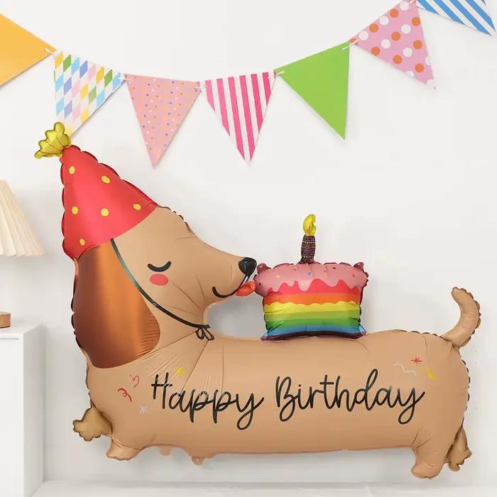 Ballon en aluminium motif chien saucisse de dessin animé pour anniversaire