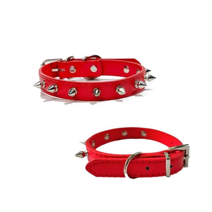 Colliers pour animaux de compagnie réglables en cuir PU à la mode Punk Rivet collier pour chien à pointes pour petits