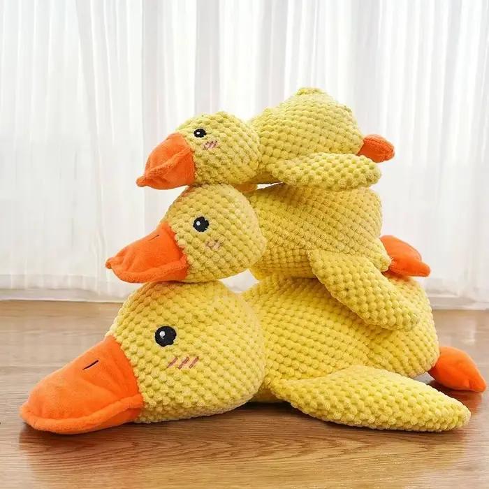 Jouet en peluche pour animaux de compagnie, canard apaisant, compagnon de canard endormi, jouet à mâcher, Durable, grinçant pour chiot, nettoyage des dents d'animaux, jouet à mâcher pour animaux de co