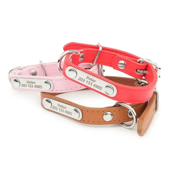 Collier pour chien de compagnie avec étiquette de nom gravée