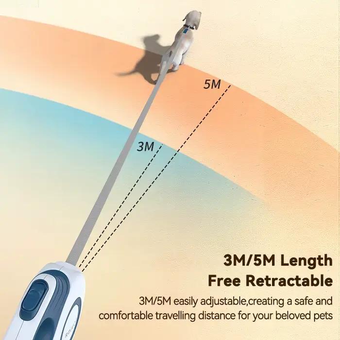ROJECO laisse rétractable automatique pour chien 3M/5M corde extensible pour voyage en plein air marche randonnée
