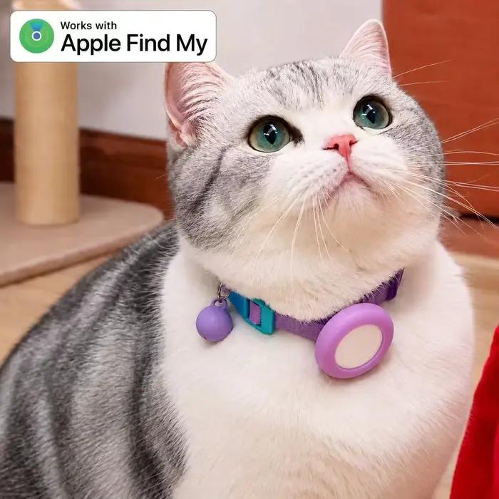 Collier GPS pour chat, dispositif de suivi à portée illimitée, mode anti-perte pour animaux de compagnie, taille réglable 21–32 cm, compatible avec la fonctionnalité Apple Find My.