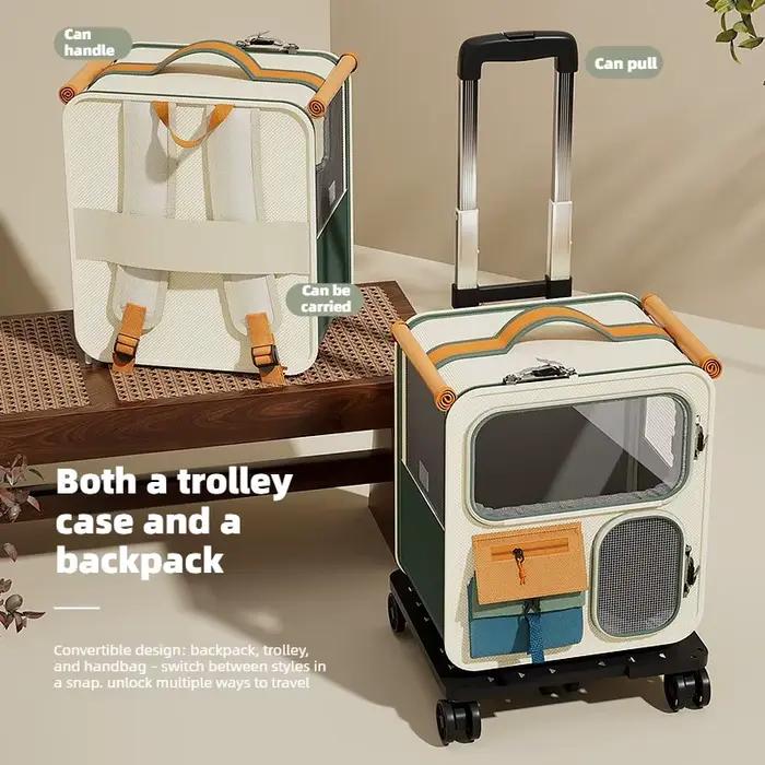 Sac de transport pour chat à roulettes pour chats de grande taille et petits chiens jusqu'à 10 kg Idéal pour les voyages