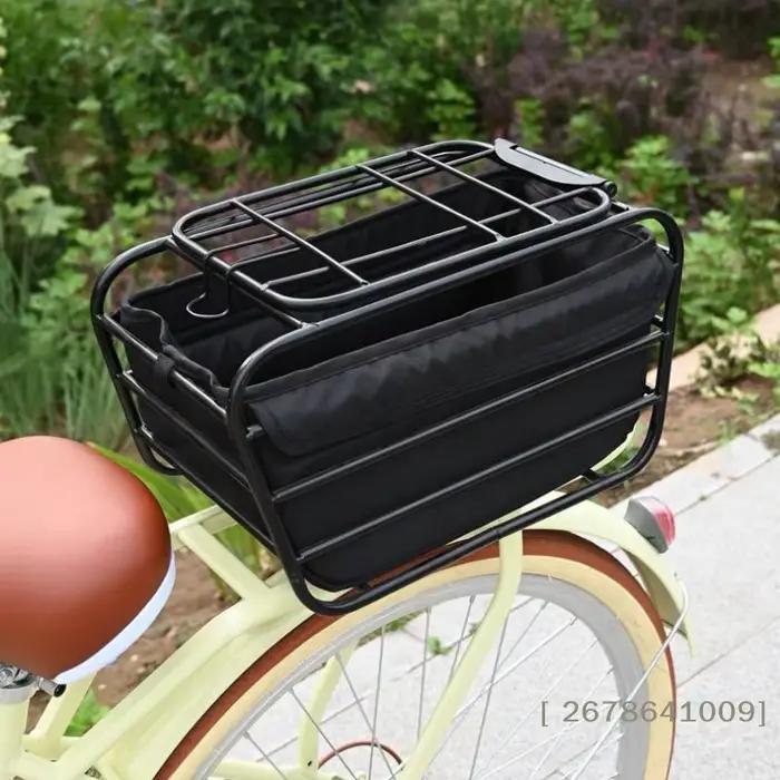 ⚑ Panier de vélo 2-en-1 pour chien, pour porte-bagages arrière, panier de transport pour animaux de compagnie, convient aux chiens et chats de petite et moyenne taille jusqu'à 12 lb, pour les courses 