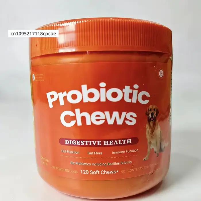 Friandises Probiotiques pour Chiens – Soutien Digestif Saveur Poulet – 120 Bouchées Moelleuses – Complément pour la