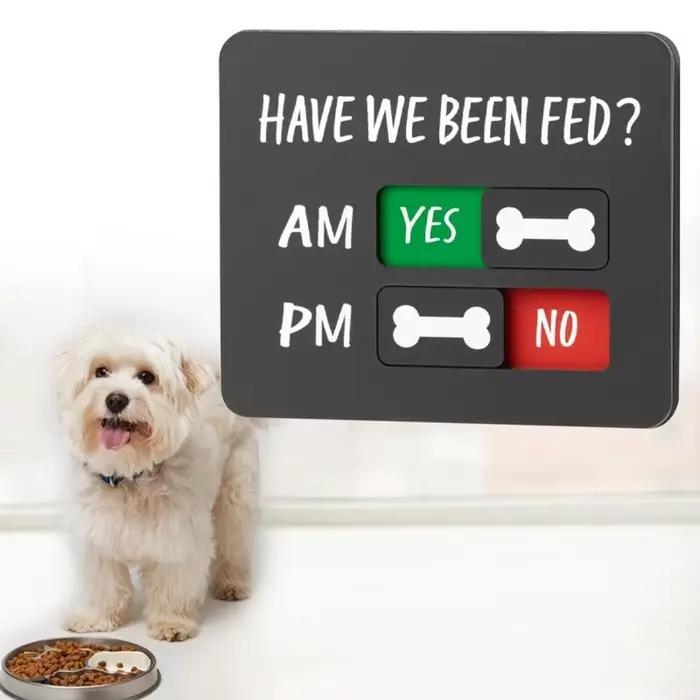 Panneau coulissant magnétique en bois pour rappel d'alimentation des animaux de compagnie