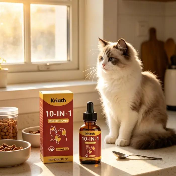 Complément multivitaminé pour animaux de compagnie Kriath, soutien immunitaire, amélioration de la digestion, correction de la malnutrition, vitalité quotidienne, gouttes de vitamines douces pour anim