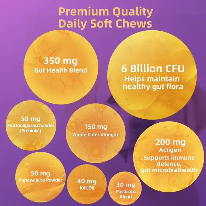Compléments Probiotiques pour Chiens – 90 Comprimés – Enzymes Digestives pour la Santé de la Flore Intestinale