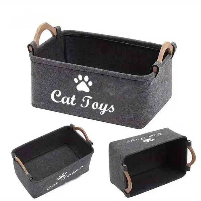 Panier de rangement élégant en feutre pour jouets d'animaux de compagnie